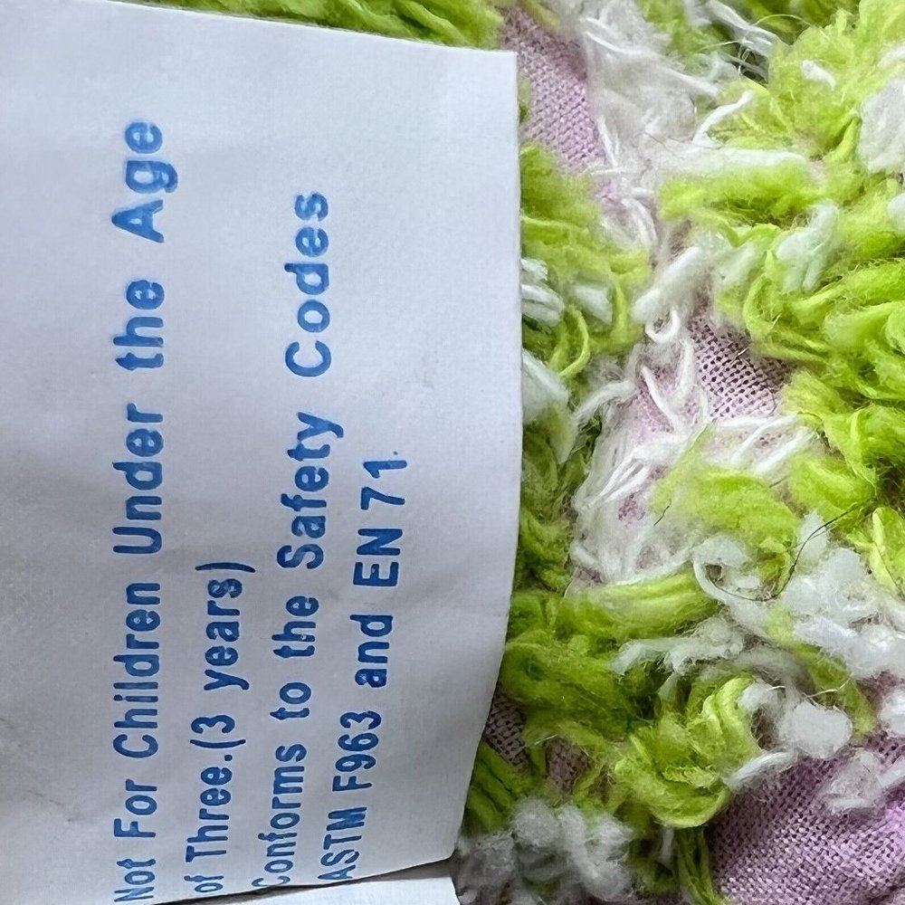Peek A Boo Plush Pink Teddy Bear With Chenille Green & White Check 10" With Tag - Picture 8 of 8
